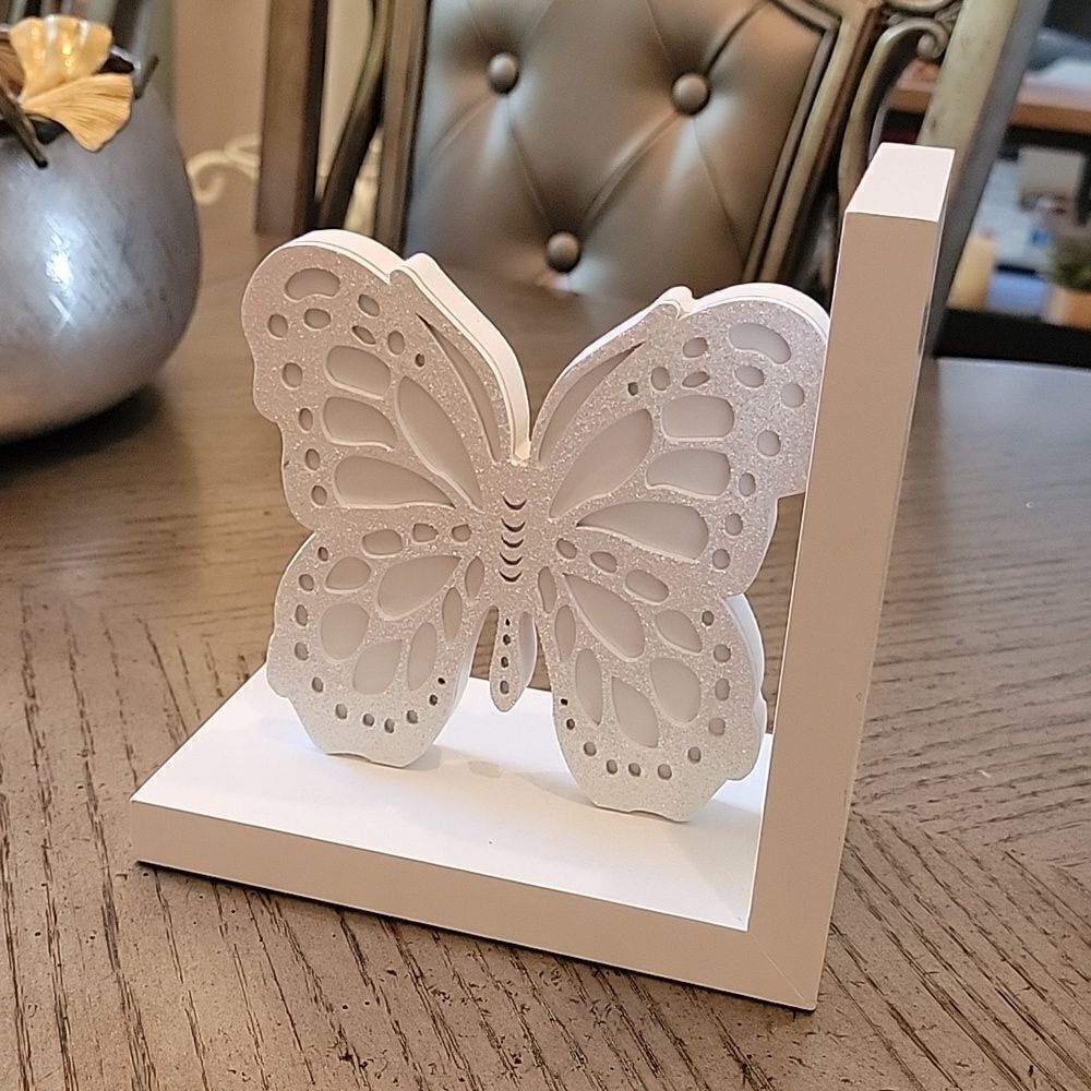 Butterfly right side book holder white with glitter shine so pretty new!